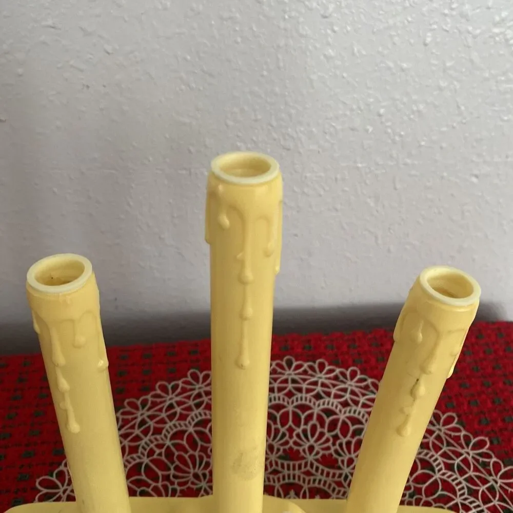 Vintage Tier 3 Light Electric Christmas Window Candle Candelabra Drip Wax
